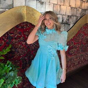 ZIMMERMANN HIGH TIDE LINEN FLORAL MINI DRESS